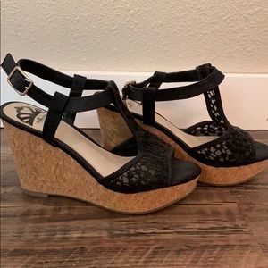Fergalicious wedges. Black lace